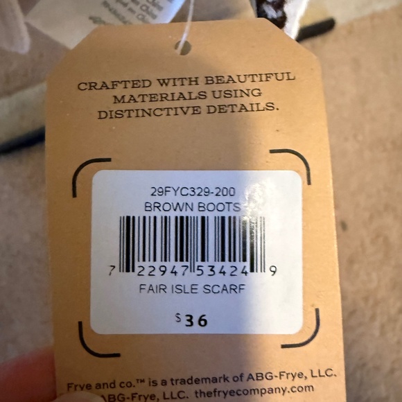 NWT Frye And Co Fair Isle Winter Scarf Cream Brown - Picture 11 of 11